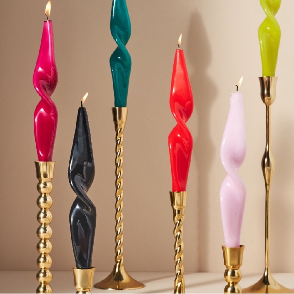 Black Glossy Twist Taper Candle